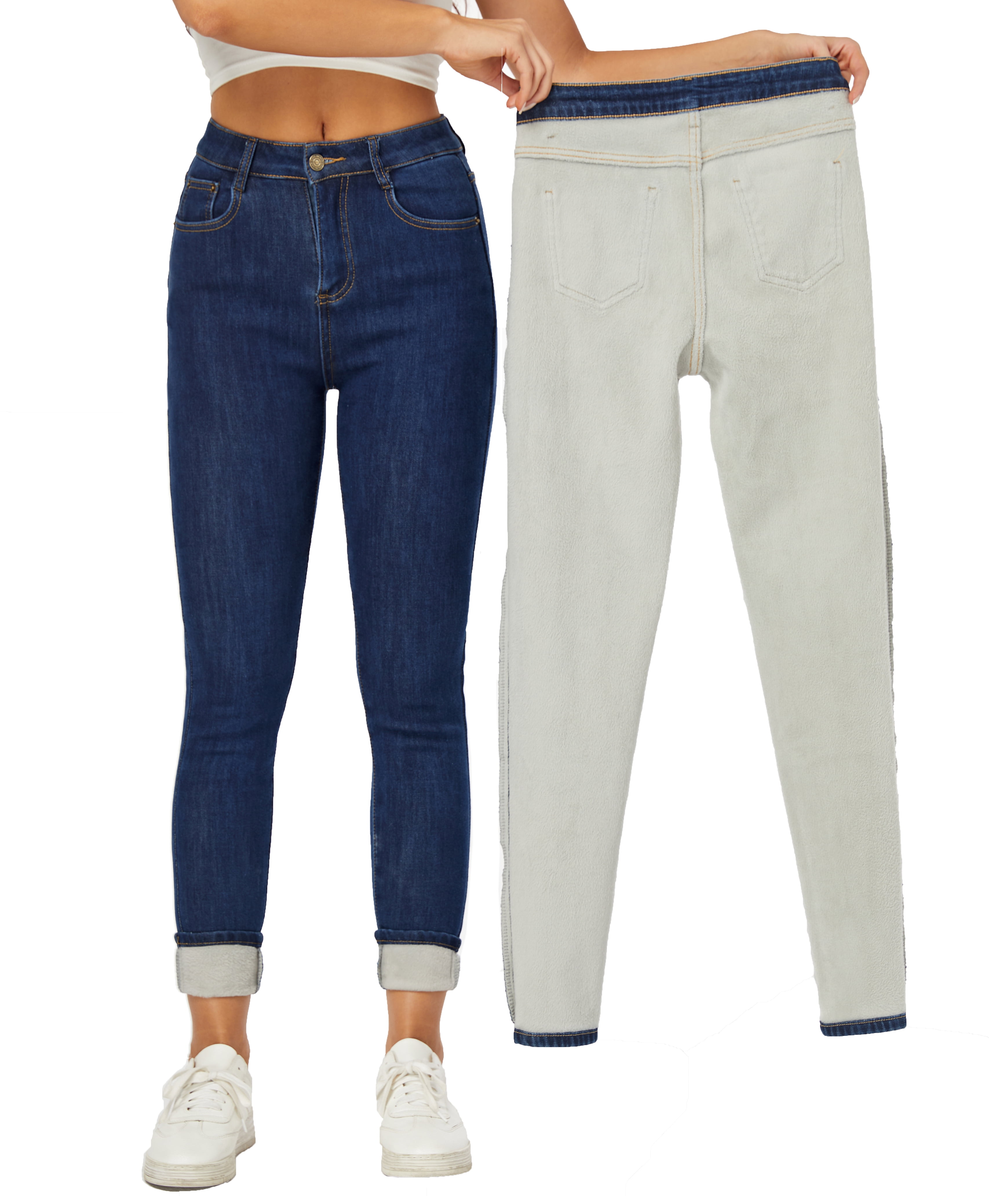 Thermal Fleece Denim Jeggings Super Comfy Stretch Denim Skinny Jeans For  Women