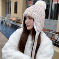 thumbnail image 1 of Women's Winter Fleece-Lined Knit Hat - Thick and Warm with Earflaps and Fluffy Pom-Pom, Hand Washable and Portable Design, Women's Winter Hat with Ear Protection, 1 of 9