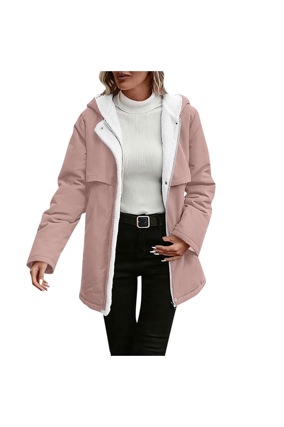 Women's Winter Fleece Lined Sherpa Parka Jacket Warm Thicken Fuzzy Hooded Down Coat Casual Plush Outerwear Trendy 2025 Coats Clothes