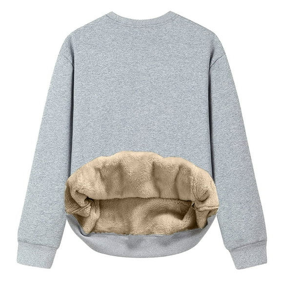 Women's Winter Fleece Lined Sweatshirt Warm Crewneck Long Sleeve Pullover Blouse Casual Loose Comfy Tops Shirt Ladies Clothes