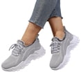 thumbnail image 1 of Women's Winter Fleece Lined Walking Shoes, Warm Non Slip Chunky Sneakers Lace Up Breathable Knit for Cold Weather, 1 of 1