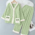 thumbnail image 1 of Women's Winter Fleece Pajama Set with Button Cardigan Long Top and Pants with Pockets, 1 of 5