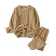 thumbnail image 1 of Women's Winter Fleece Pajamas Sets Soft Comfy Flannel 2 Piece Loungewear Warm Thickened Casual Sleepwear Set Khaki Free Size, 1 of 6