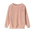 thumbnail image 1 of Women's Winter Fleece Pajamas Soft Comfy Flannel Crew Neck Long Sleeve Loungewear Warm Thickened Casual Sleepwear Pink L, 1 of 5