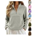 thumbnail image 1 of Women's Winter Fleece Sweatshirt ,Quarter Zip Pullover Casual Long Sleeve Fuzzy Tops for Outdoor Travel Daily Wear, 1 of 8