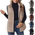 thumbnail image 1 of Women's Winter Fleece Vest Sleeveless Zip Up Jacket Coat with Pockets Turn Down Collar Warm Thermal Outerwear for Cold Weather | CSEONE,Army Green XL, 1 of 9