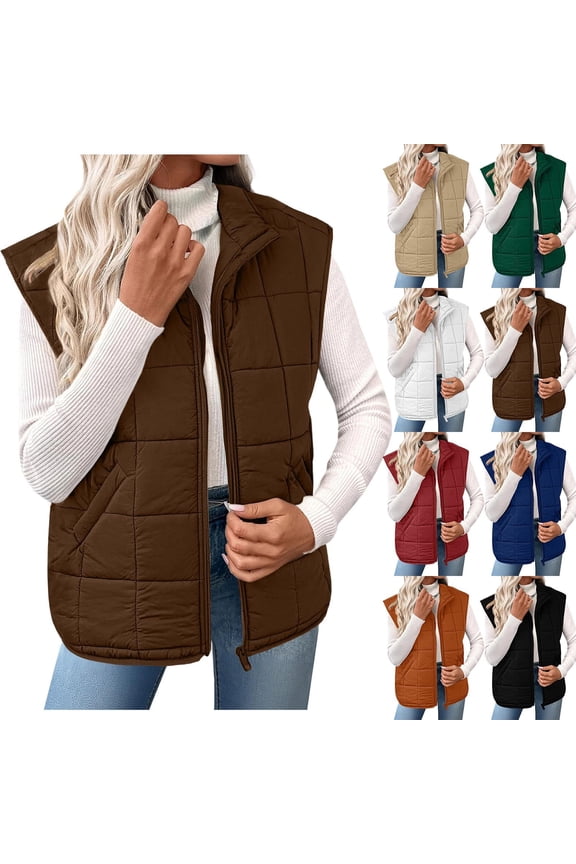 Women's Winter Fleece Vest Sleeveless Zip Up Jacket Coat with Pockets Turn Down Collar Warm Thermal Outerwear for Cold Weather | CSEONE,Beige L