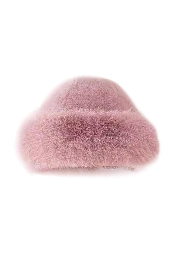 Women’s Winter Fur Fisherman Hat - Fluffy Plush with Ear Protection, Warm Cold Weather Wear