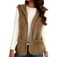 thumbnail image 1 of Women's Winter Fuzzy Fleece Vest Trendy Zip Up Sleeveless Sherpa Stand Collar Outerwear Coat, 1 of 5