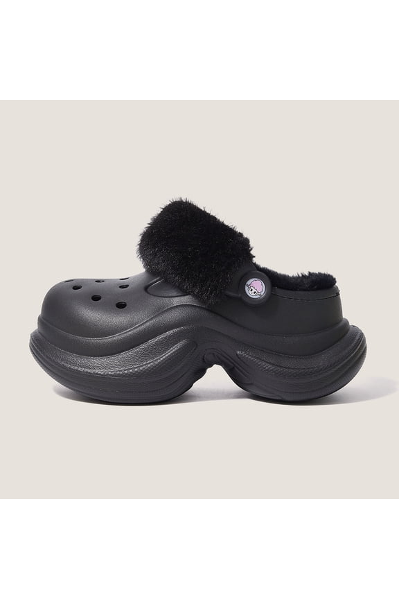 Women’s Winter Fuzzy Lined Clog Slippers, Warm Plush Insulated Outdoor Slip-On Shoes, Cozy Fur-Lined Comfort Clogs for Cold Weather, Non-Slip Soft Winter Wear