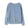 thumbnail image 1 of Women's Winter Fuzzy Pajama Top Fleece Crew Neck Long Sleeve Pullover Sleepwear Soft Warm Home Loungewear, 1 of 5