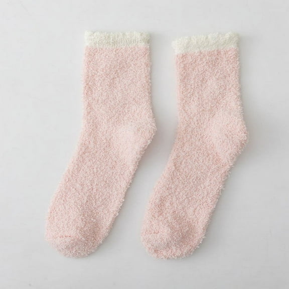 Women's Winter Fuzzy Socks with Grips - Plush, Soft for Cozy Sleep and Indoor Use,Pink,One Size,Dailypoc