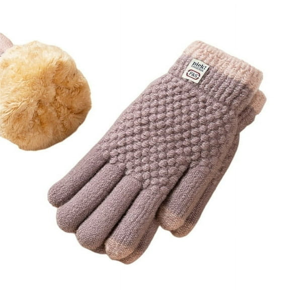 Women's Winter Gloves 2-Finger Touch Screen Warm Fleece Lined Knit Gloves Cold Weather Accessories