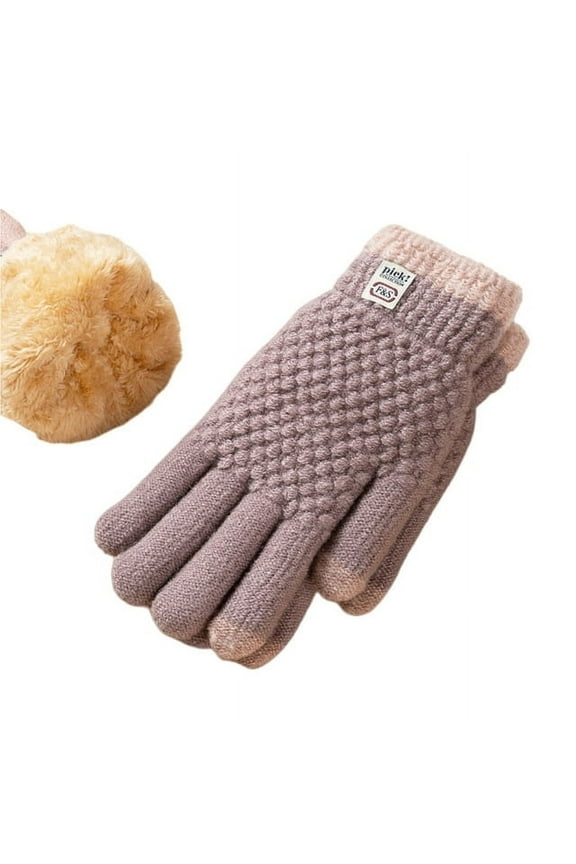 Women's Winter Gloves 2-Finger Touch Screen Warm Fleece Lined Knit Gloves Cold Weather Accessories