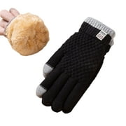 Women's Winter Gloves 2-Finger Touch Screen Warm Fleece Lined Knit Gloves Cold Weather Accessories