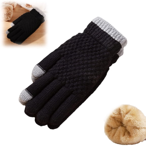 Women's Winter Gloves 2-Finger Touch Screen Warm Fleece Lined Knit Gloves Cold Weather Accessories