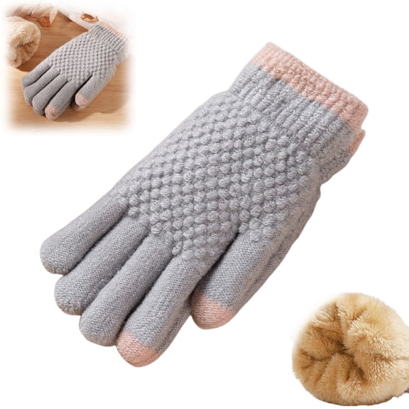 Women's Winter Gloves 2-Finger Touch Screen Warm Fleece Lined Knit Gloves Cold Weather Accessories
