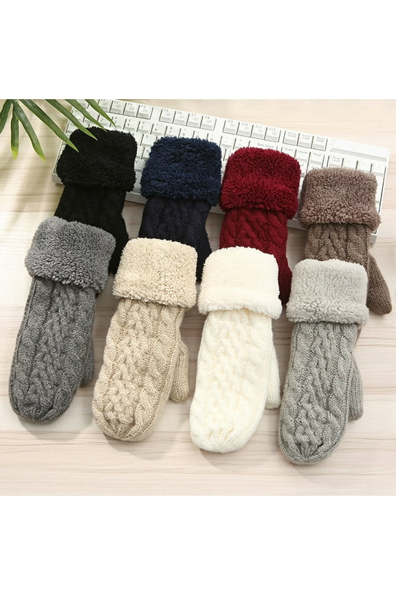 Women's Winter Gloves Super Warm Thick Lining Mittens- Cozy Wool Knit Thick Gloves Mittens Winter Cold Weather