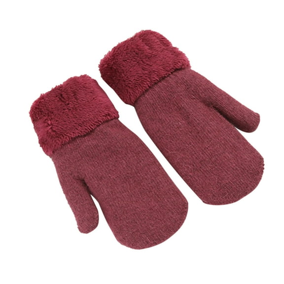 Women's Winter Gloves Warm Lining - Cozy Wool Knit Thick Gloves Mittens