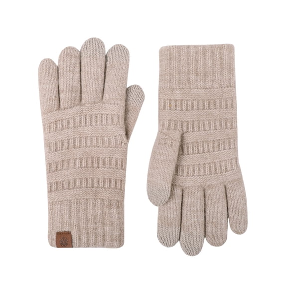 Women's Winter Gloves for Cold Weather Thermal Knit Elastic Soft Touch Screen Glove for Running Driving Hiking,Khaki