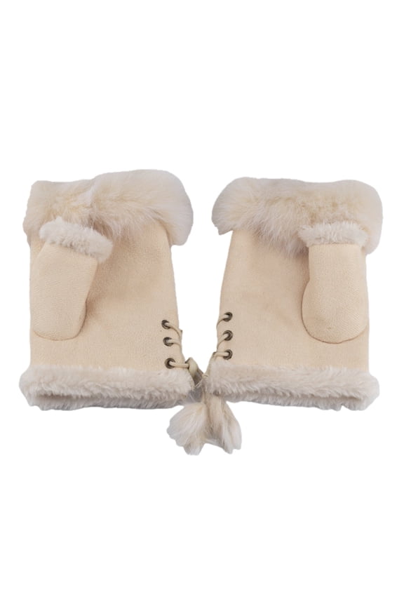 Women's Winter Half Finger Gloves - Suede, Warm, Stylish, for Typing, Texting, Outdoor Activities, Keyboard Use, Cozy & Fashionable