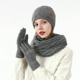 thumbnail image 1 of Women's Winter Hat Gloves Scarf Set Soft Wool Beanie Hat Cable Knit Scarf Gloves 3Pcs Gift Gray, 1 of 5