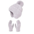 thumbnail image 1 of Women's Winter Hat and Gloves Set, Fleece Lined Ear Protection Knit Beanie with Matching Gloves, Thermal Cold Weather Two-Piece Set for Snow Activities, Windproof Plush Ear Flap Hat and Gloves Combo, 1 of 3