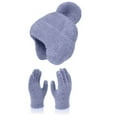 thumbnail image 1 of Women's Winter Hat and Gloves Set, Fleece Lined Ear Protection Knit Beanie with Matching Gloves, Thermal Cold Weather Two-Piece Set for Snow Activities, Windproof Plush Ear Flap Hat and Gloves Combo, 1 of 3