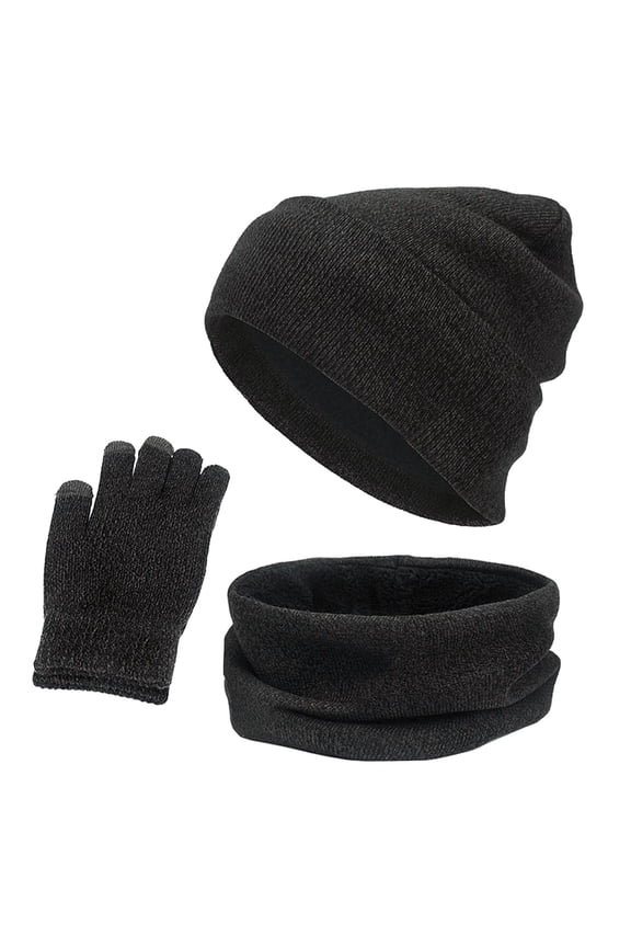 Women's Winter Hats Scarf and Touchscreen Gloves SetWomen&Men Winter Warm Wool Hat Scarf Gloves Slouchy Three Winter Knit Cap Screen Mittens Scarves Sets