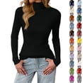 thumbnail image 1 of Women's Winter High Neck Solid Color Long Sleeve Pullover Knitted Bottoming Sweater, Warm and Slim, Great for Layering and Cold Weather,Beige,One Size, 1 of 6