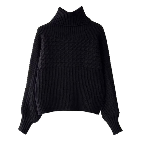 Women's Winter High Neck Thickened Ribbed Knit Pullover Sweater – Long Sleeve Thermal Warm Turtleneck Top, Solid Color Dough Twists Casual Outerwear for Fall Autumn