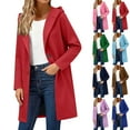 thumbnail image 1 of Women's Winter Hooded Coat Long Sleeve Loose Fit Woolen Coat Jackets Outerwear Solid Color Warm Casual Daily Wear Fashion Essential Gift for Women | CSEONE,Brown L, 1 of 9
