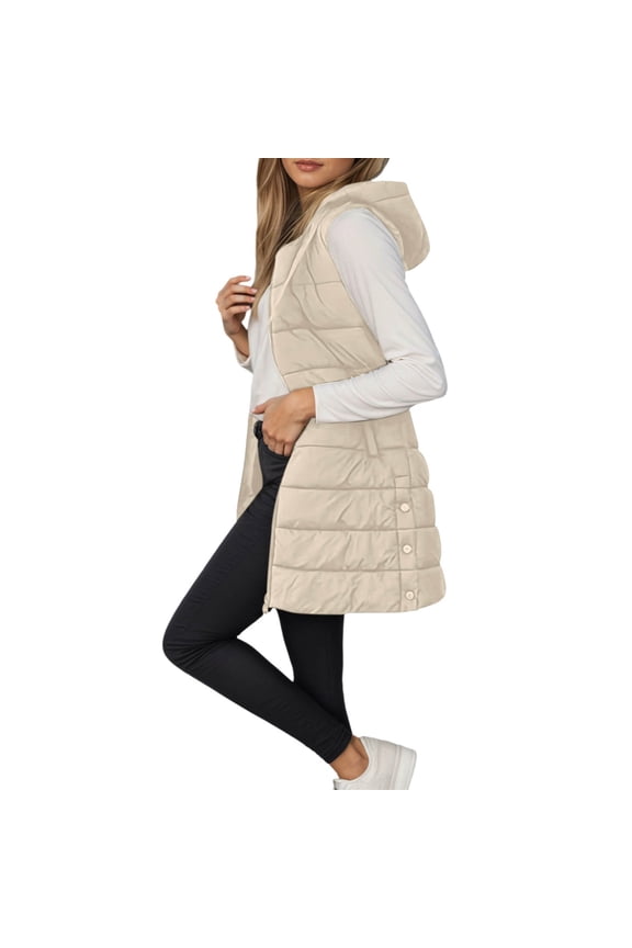 Women's Winter Hooded Down Vest Quilted Sleeveless Coat Warm Insulated Outerwear For Outdoor Cold Weather Activities