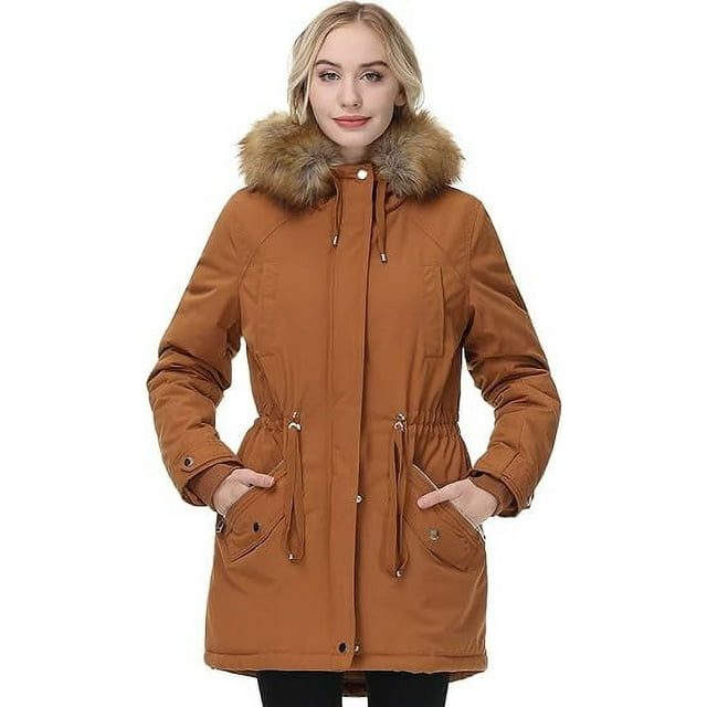 Women's Winter Hooded Parka Coat Warm Fleece Lined Jacket Thickened