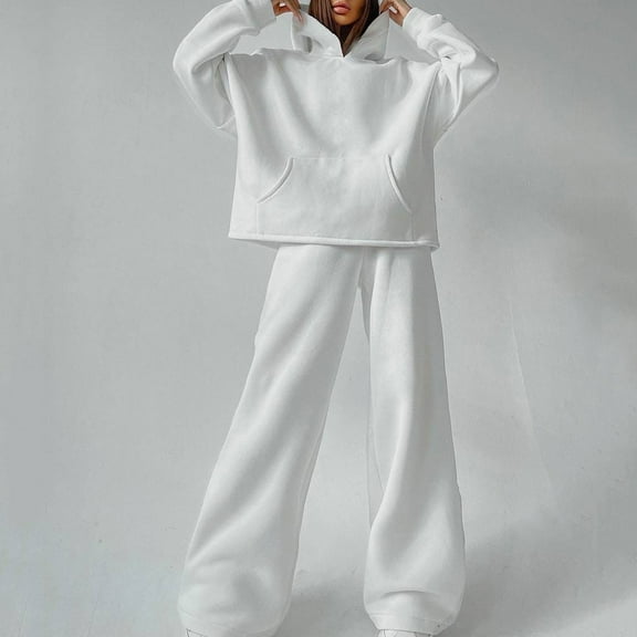 Women's And Winter Hooded Pocket Hoodie Set Two Piece Insulated Pants Womens Tan Suit plus Size Pant Suits for Women Wedding Guest Stretch Woman Suit Knit Warm up Pants Womens Winter Apparel Women