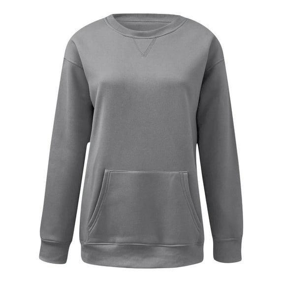 Women's Winter Hooded Sweater Warm Wool Blend Pullover with Pockets Cozy Cold Weather Top Grey L