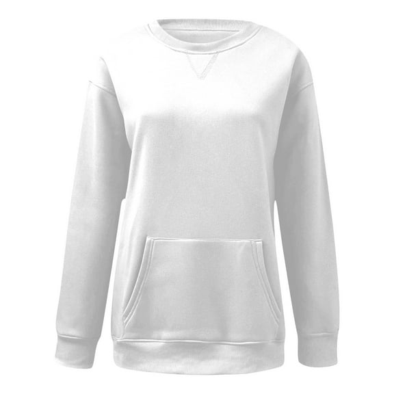 Women's Winter Hooded Sweater Warm Wool Blend Pullover with Pockets Cozy Cold Weather Top White M