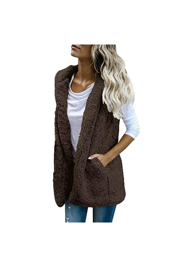 Women's Winter Hooded Vest Outerwear Cozy Lined Casual Jacket For Cold Weather