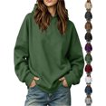 thumbnail image 1 of Women's Winter Hoodies Pullover Casual Comfortable Solid Hoodie Loose Long Sleeve Hooded Sweatshirt Blouse, 1 of 9