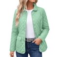 thumbnail image 1 of Women's Winter Jacket Baeitkot Diamond Quilted Button-Up Lapel Collar Coat with Pockets Casual Daily Wear Green M, 1 of 8