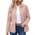 thumbnail image 1 of Women's Winter Jacket Baeitkot Diamond Quilted Button-Up Lapel Collar Coat with Pockets Casual Daily Wear Pink L, 1 of 8