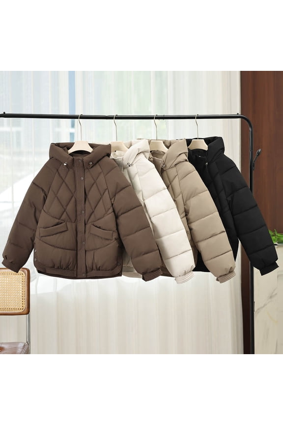 Women's Winter Jacket with Hood and Waist Belt Long Sleeve Overcoat Solid Color Outer Coats for Casual Daily Wear Travel Streetwear Fashion Essential Gift for Women | Aestivo,Black L