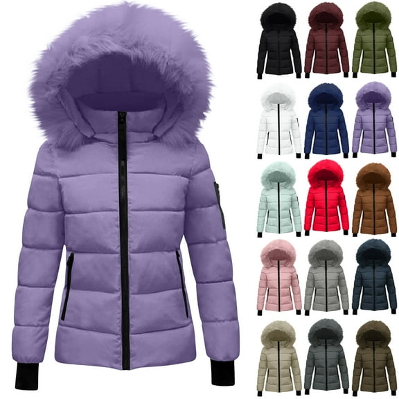 Women's Winter Jacket Recycled Insulated Puffer Jacket Windproof Winter Padded Hooded Parka Coat Outdoor Skiing Snowboarding Coat