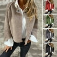thumbnail image 1 of Women's Winter Jacket - Round Neck Thick Fleece, Open Stitch Short Type Cardigan, Warm Windproof Coat, 1 of 8