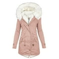 thumbnail image 1 of Women's Winter Jackets Coats Thick Fleece Lined Warm Overcoat Long Sleeve Hooded Puffer Down Zip up Button Overcoat Light Winter Jackets for Women S-40 Pink-a 5XL, 1 of 1