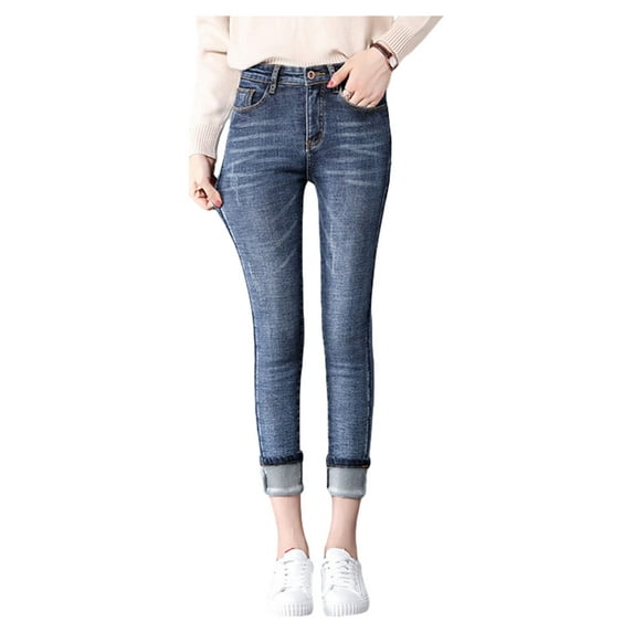 Women's Winter Jeans Thick Skinny Pants Fleece Lined Slim Stretch Warm Jeggings Leggings