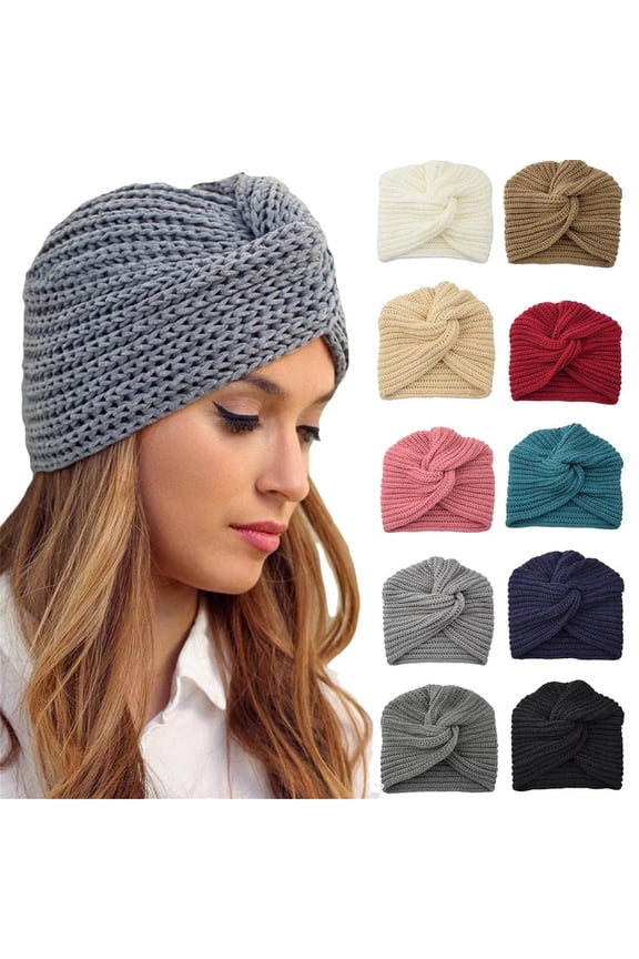 Women's Winter Knit Beanie Wool Hat Warm Turban Style Thick Cap for Comfort and Coverage