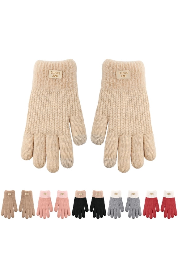 Women's Winter Knit Gloves Full Finger Fleece Lined Upgraded Warm Comfort