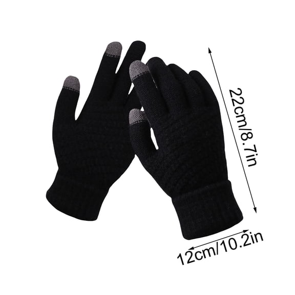 Women's Winter Knit Gloves - Touchscreen Compatible and Waterproof - Windproof and Warm Mittens for Outdoor Activities - Soft Thermal Gloves for Driving and Sports ( Black )