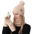 thumbnail image 1 of Women's Winter Knit Hat Scarf Gloves Set - Alpaca Wool Thermal 3-Piece Accessories for Cold Weather, 1 of 6